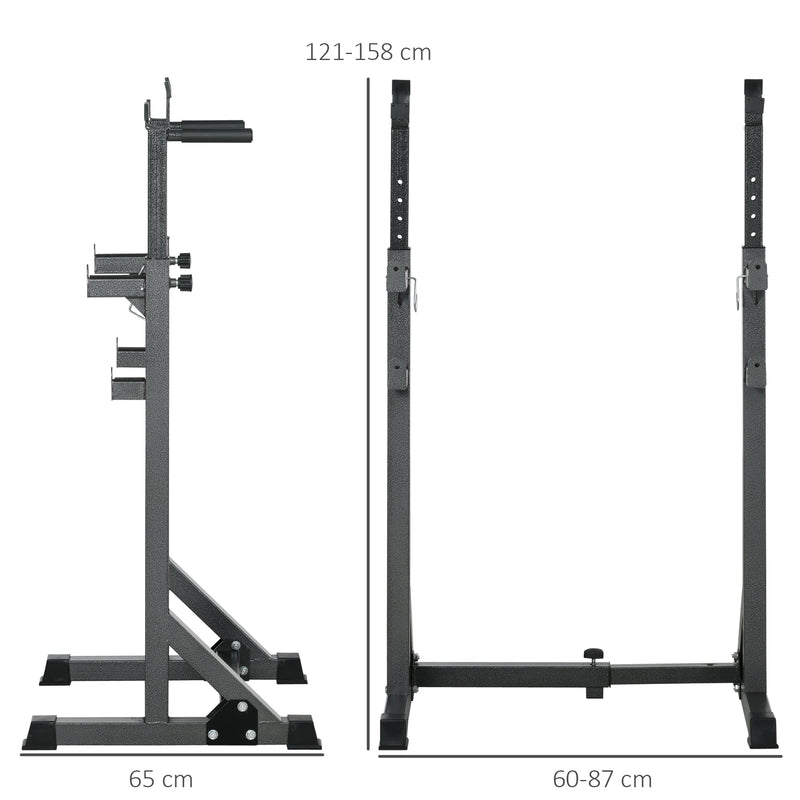 Heavy Duty Barbell Squat Rack with Dip Station, Adjustable and Multifunctional Weight Power Stand for Home Gym