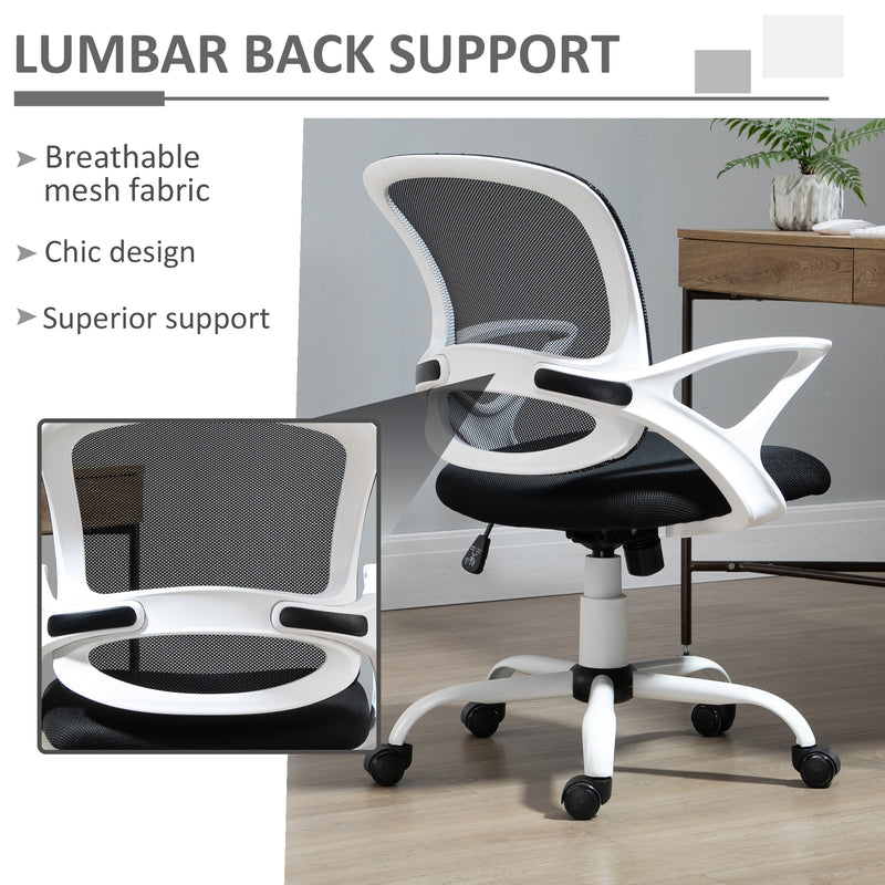 Office Chair Mesh Swivel Desk Chair with Lumbar Back Support Adjustable Height Armrests Black