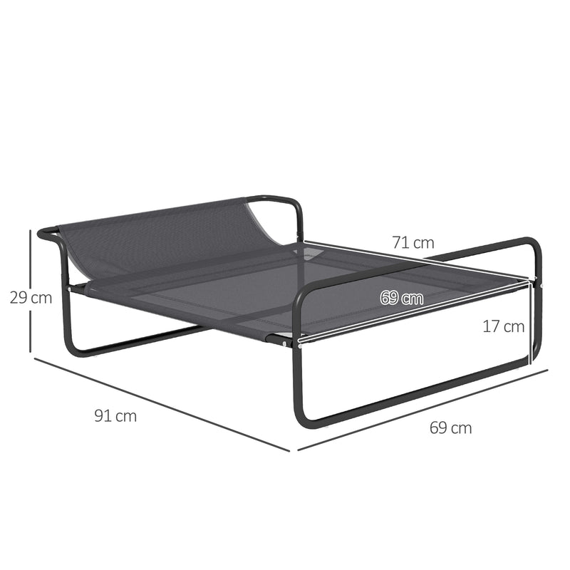 Raised Pet Bed with Slope Headrest, Washable Breathable Mesh, Foot Pads, for Small Medium Sized Dogs, 91 x 69 x 29cm