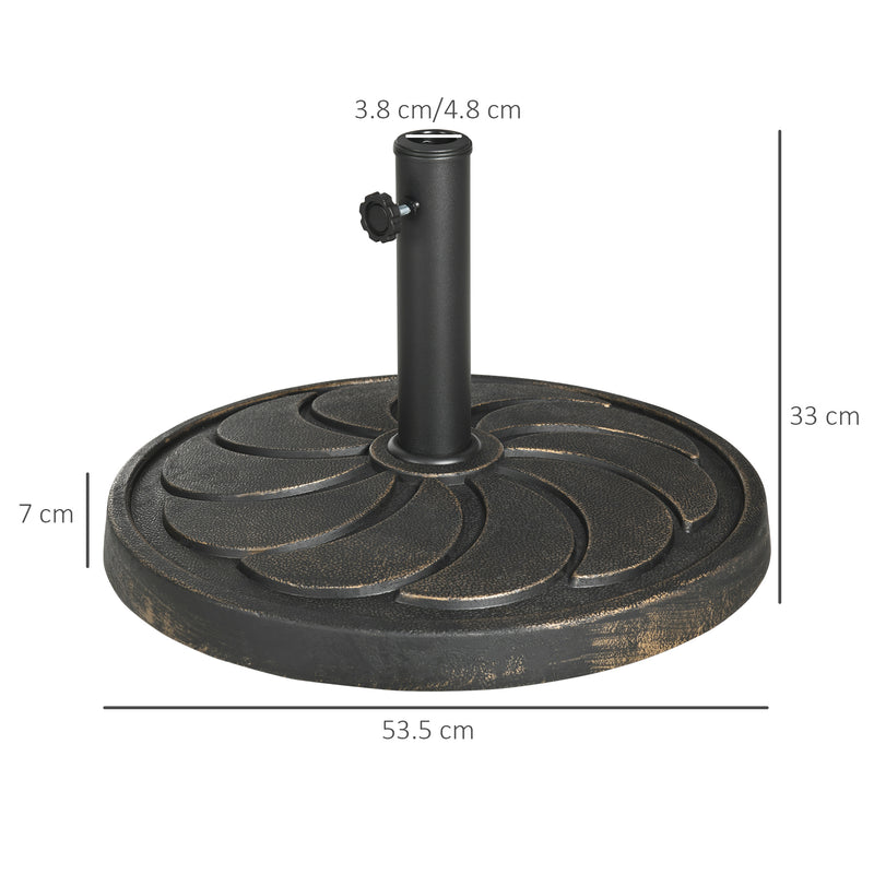 18kg Resin Garden Parasol Base, Round Outdoor Market Umbrella Stand Weight for Poles of ?38mm to ?48mm, Bronze