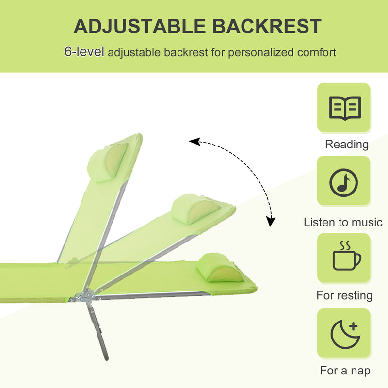 Sun Bed Chair Garden Lounger Recliner Adjustable Back Relaxer Chair Furniture Green