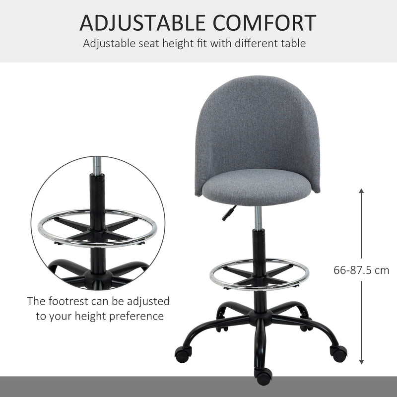 Ergonomic Drafting chair Adjustable Height w/ 5 Wheels Padded Seat Footrest 360° Swivel Freely Comfortable Versatile Use For Home Office