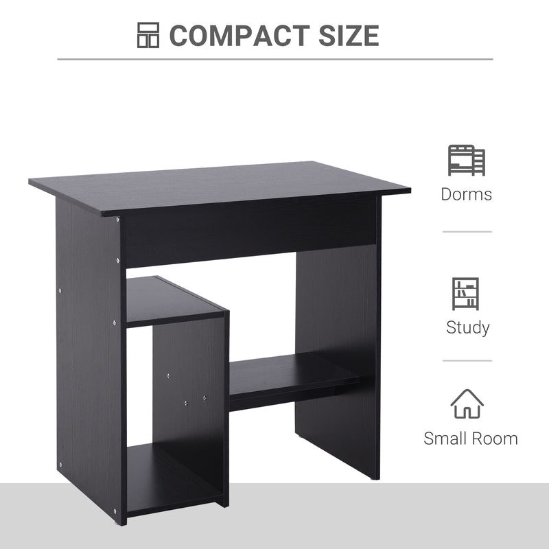 Compact Small Computer PC Table Wooden Desk Keyboard Tray Storage Shelf Modern Corner Table Home Office Gaming and Study Black
