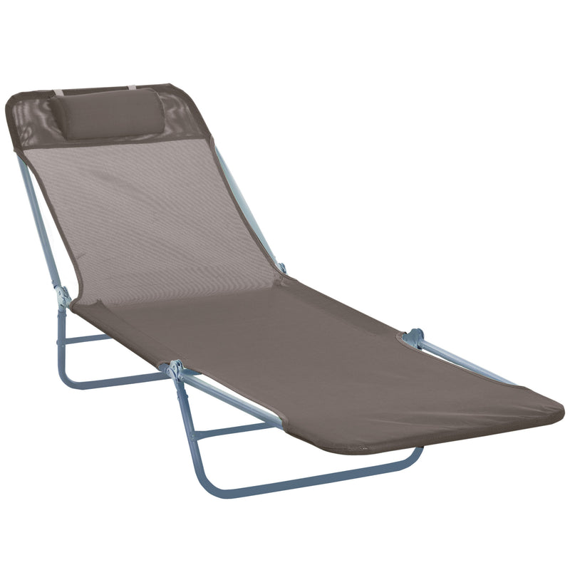 Sun Bed Chair Garden Lounger Recliner Adjustable Back Relaxer Chair Furniture - Coffee