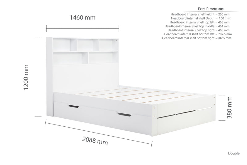 Alfie Double Storage Bed White - Bedzy Limited Cheap affordable beds united kingdom england bedroom furniture