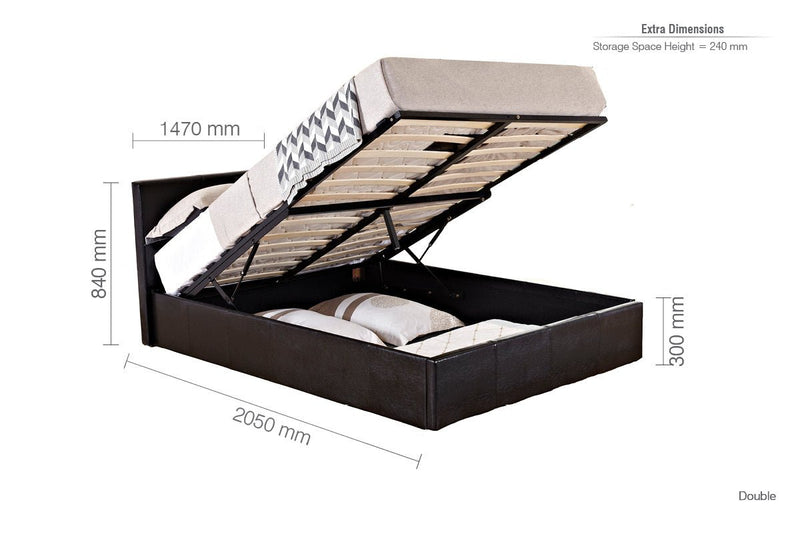 Berlin Double Ottoman Bed Brown - Bedzy Limited Cheap affordable beds united kingdom england bedroom furniture
