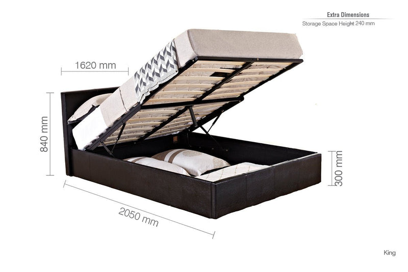 Berlin King Ottoman Bed Brown - Bedzy Limited Cheap affordable beds united kingdom england bedroom furniture