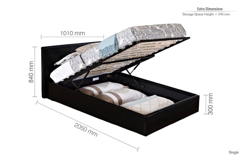 Berlin Single Ottoman Bed - Brown - Bedzy Limited Cheap affordable beds united kingdom england bedroom furniture
