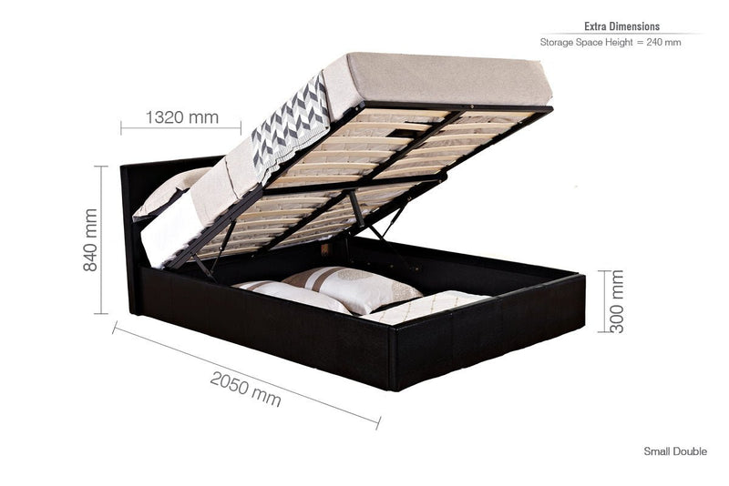 Berlin Small Double Ottoman Bed Black - Bedzy Limited Cheap affordable beds united kingdom england bedroom furniture
