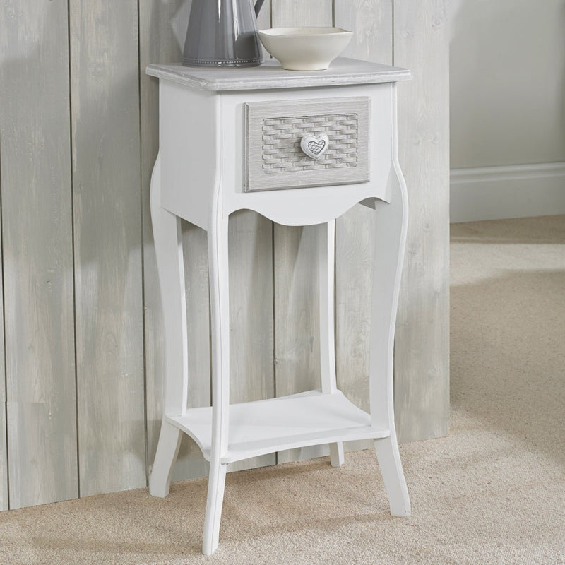 Brittany 1 Drawer Bedside White-Grey - Bedzy Limited Cheap affordable beds united kingdom england bedroom furniture