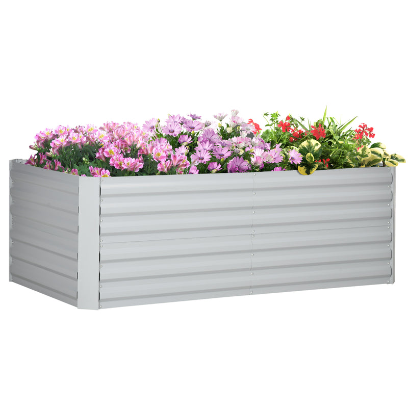 Raised Beds for Garden, Galvanised Steel Outdoor Planters with Multi-reinforced Rods, 180 x 90 x 59 cm, Grey