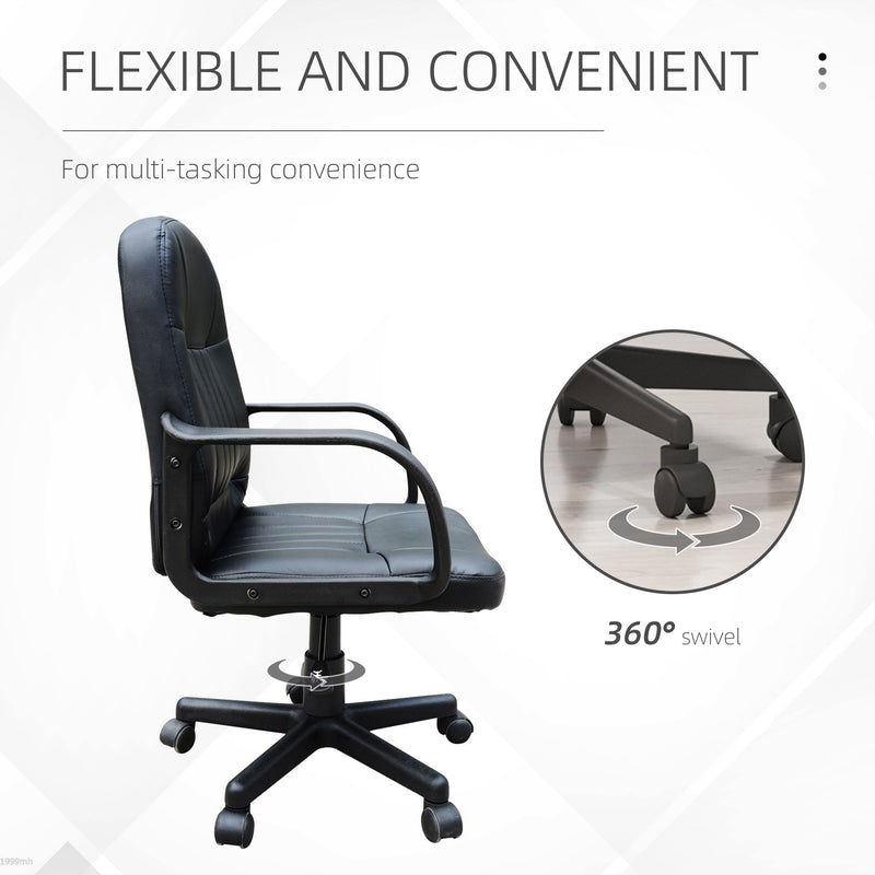 Swivel Executive Office Chair PU Leather Computer Desk Chair Office Furniture Gaming Seater - Black