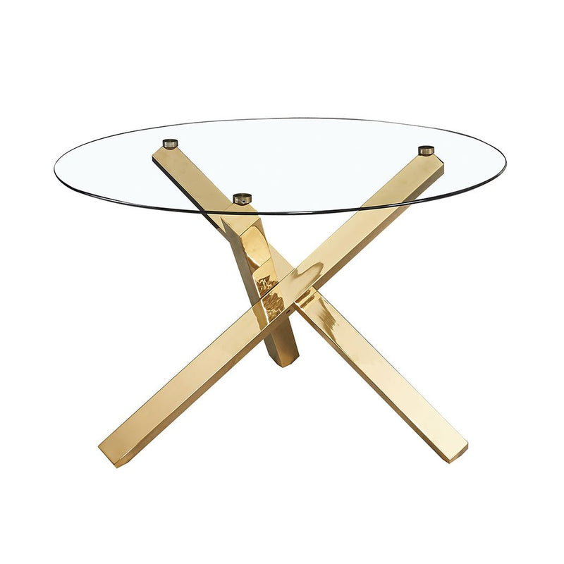 Capri Dining Table Glass Top With Gold Legs - Bedzy Limited Cheap affordable beds united kingdom england bedroom furniture