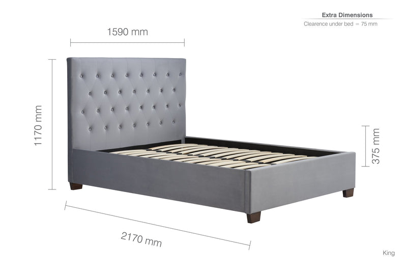 Cologne King Bed Grey - Bedzy Limited Cheap affordable beds united kingdom england bedroom furniture