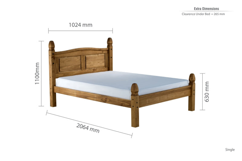 Corona Low End Single Bed - Brown Pine - Bedzy Limited Cheap affordable beds united kingdom england bedroom furniture