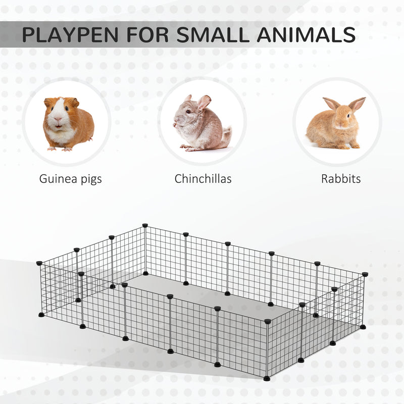 Pet Playpen w/ Door Customisable Fence for Guinea Pigs Hamsters Chinchillas Hedgehogs - Black