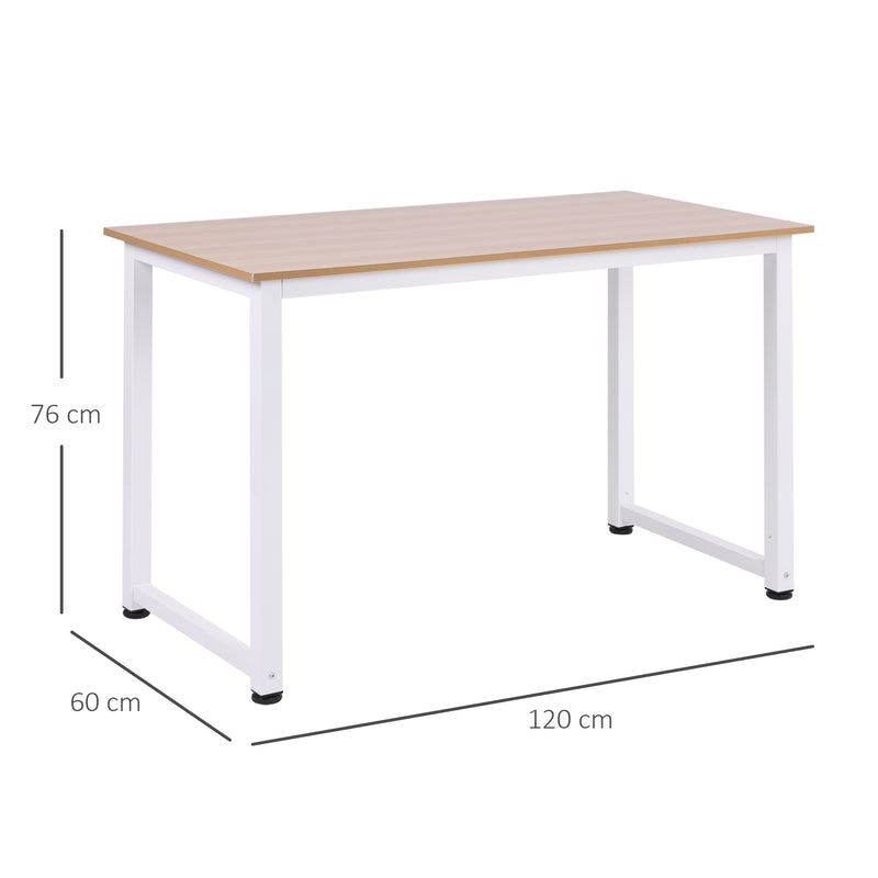 Computer Desk PC Writing Table Home Office Workstation Adjustable Feet Stable Work Study w/ Metal Frame Oak White