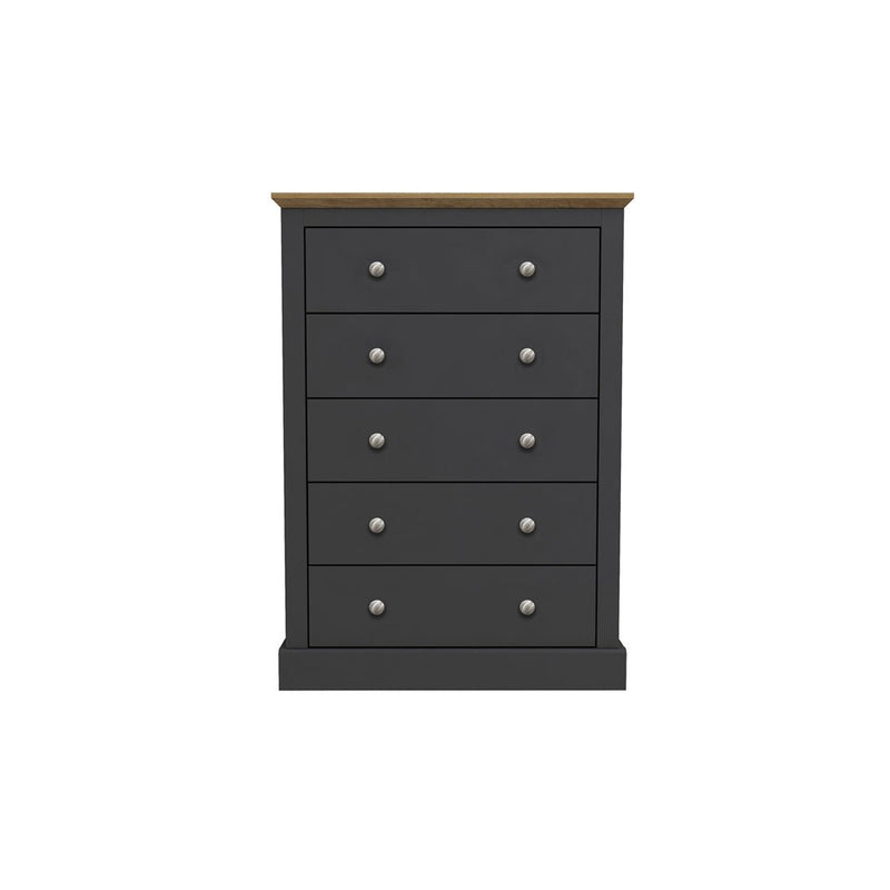 Devon 5 Drawer Chest Charcoal - Bedzy Limited Cheap affordable beds united kingdom england bedroom furniture