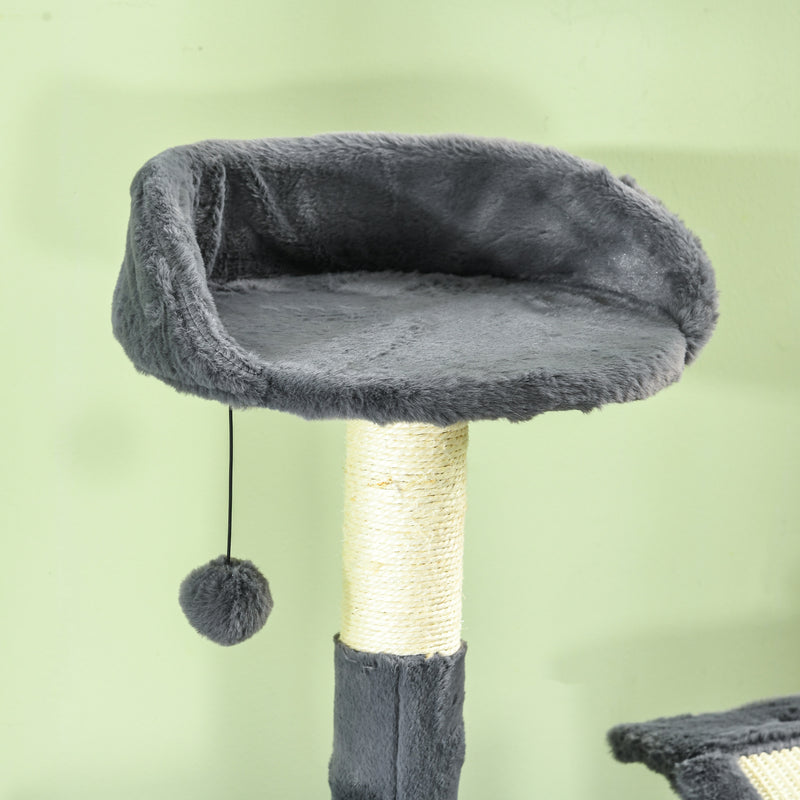 177cm Cat Tree for Indoor Cats, Multi-level Kitten Climbing Tower with Scratching Posts, Condos, Hammock, Perches, Toy Ball, Dark Grey