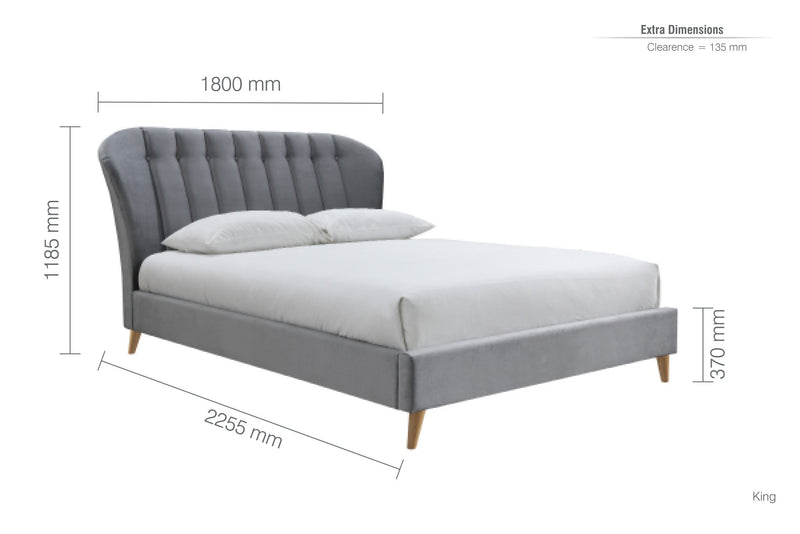 Elm King Bed Grey - Bedzy Limited Cheap affordable beds united kingdom england bedroom furniture