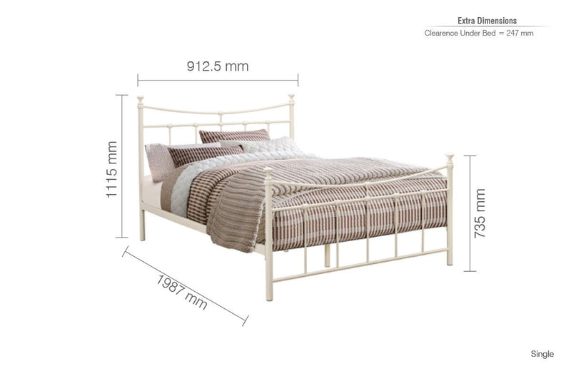 Emily Single Bed - Cream - Bedzy Limited Cheap affordable beds united kingdom england bedroom furniture