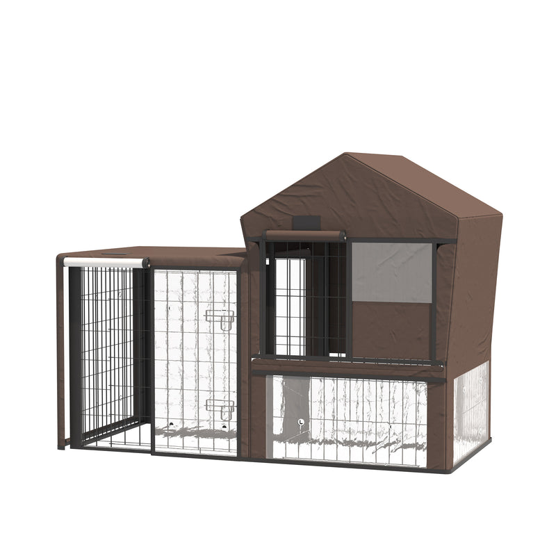 Rabbit Hutch Cover, Water-Resistant Pets Cage Protector, Breathable Guinea Pig Cage Cover - Brown