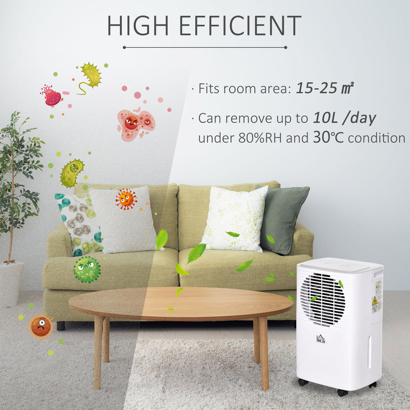 Portable Dehumidifier with Humidity Display, 2 Speed Modes, Continuous Drainage and 24 Hour Timer for Bedroom, Living Room