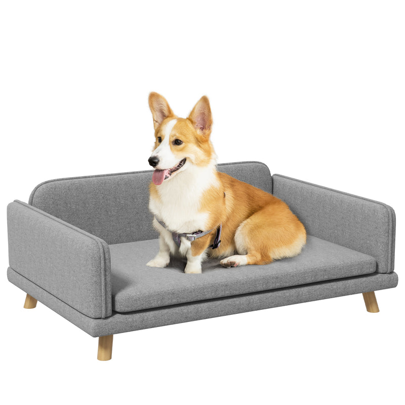 Dog Sofa for Medium Dogs, Pet Chair with Legs, Water-resistant Fabric, Removable Cover, Grey