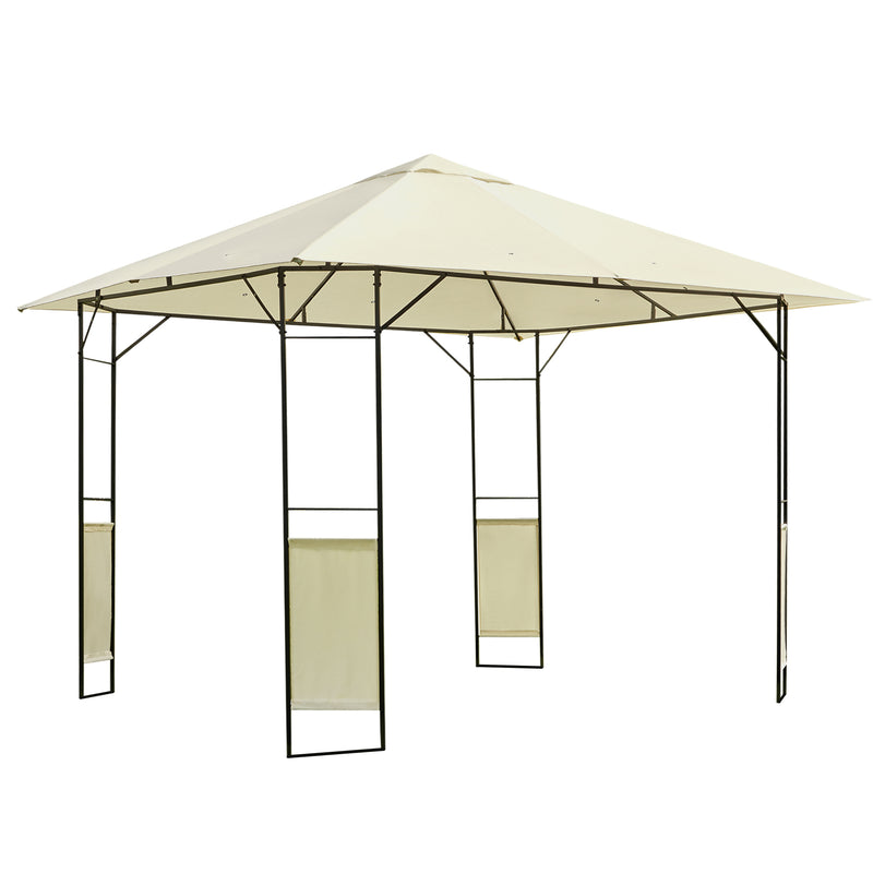 3 x 3 m Garden Metal Gazebo for Party and BBQ w/ Water-resistant PE Canopy Top, Cream