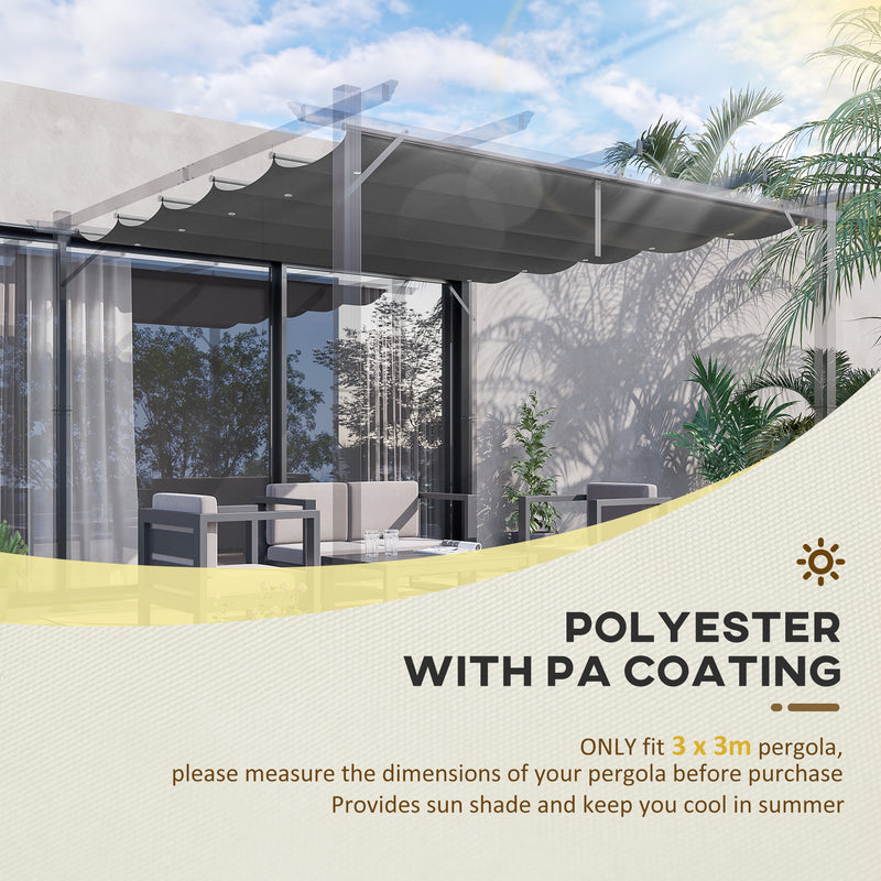 Retractable Pergola Shade Cover, Replacement Canopy Fabric for 3 x 3 (m) Pergola, Gazebo Retractable Roof, Dark Grey