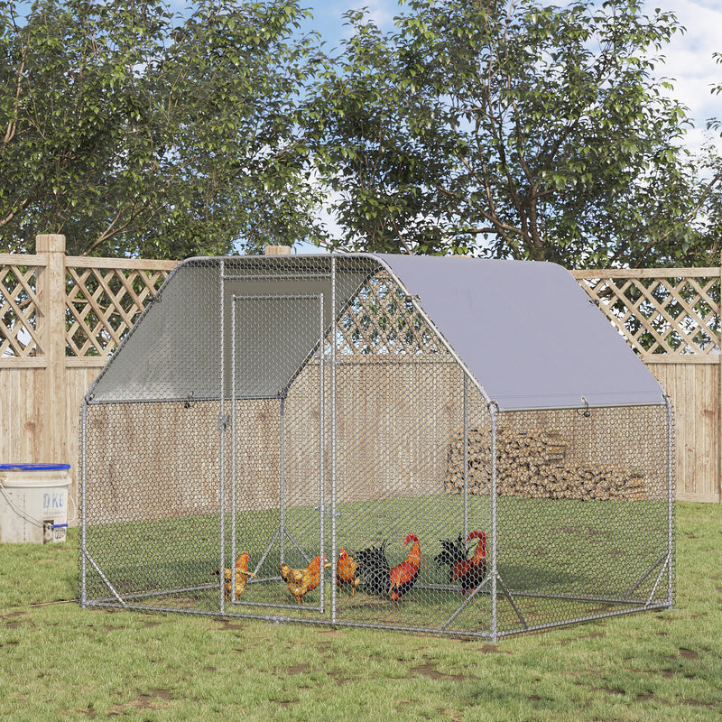 Chicken Run with Roof, Walk In Chicken Coop for 4-6 Chickens, Hen House Duck Pen Outdoor, 280x190x195 cm