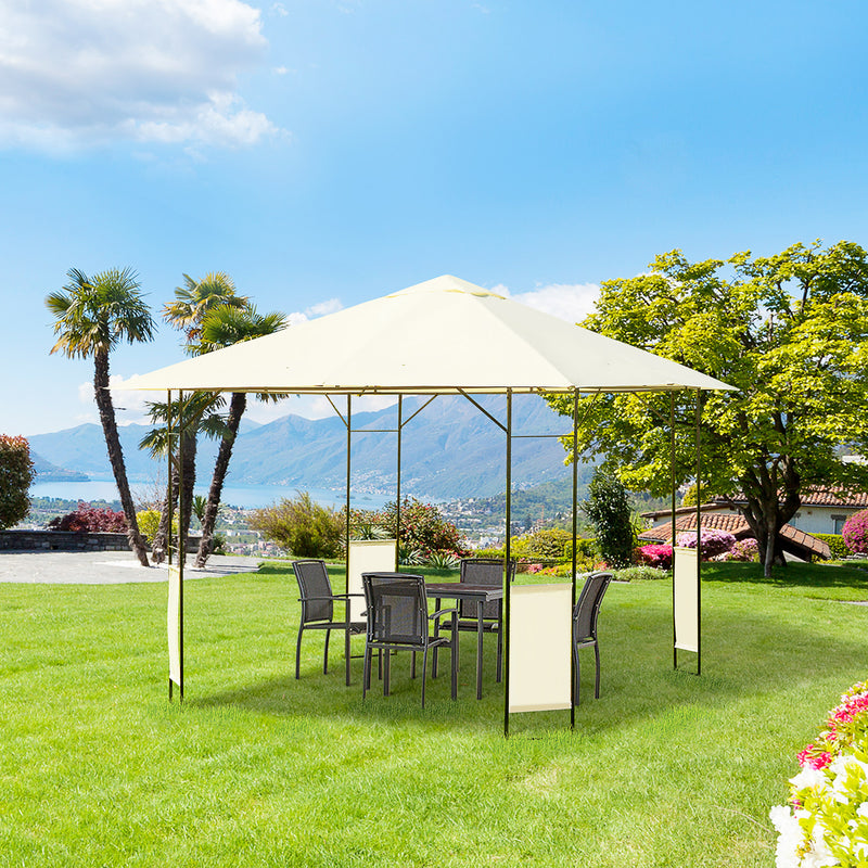 3 x 3 m Garden Metal Gazebo for Party and BBQ w/ Water-resistant PE Canopy Top, Cream