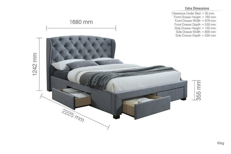 Hope King Bed Grey - Bedzy Limited Cheap affordable beds united kingdom england bedroom furniture