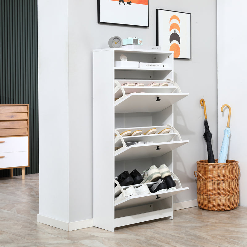 Shoe Storage Cabinet With 3 Drawers, Chipboard-White