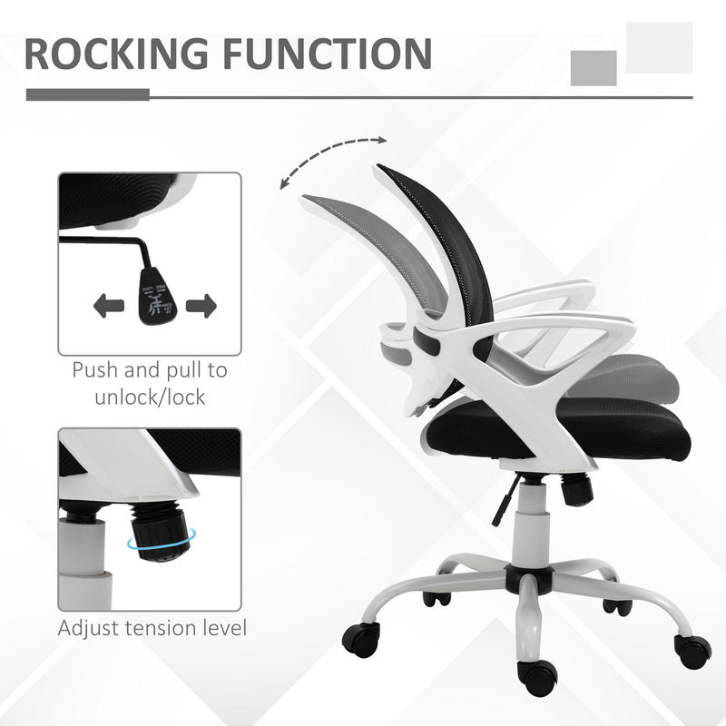 Office Chair Mesh Swivel Desk Chair with Lumbar Back Support Adjustable Height Armrests Black