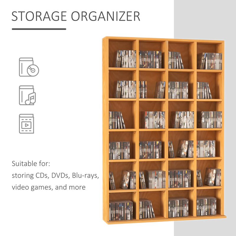 480 CD / 312 DVD Storage Shelf Rack Media Storage Unit Shelves Racks Wooden Bookcase Display Unit with 4 Adjustable Shelves Wood