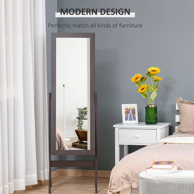 Freestanding Dressing Mirror Bedroom Tall Adjustable Angle 148x47cm Brown