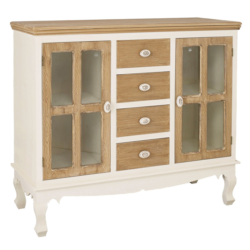 Juliette Sideboard With Glass Cream - Bedzy Limited Cheap affordable beds united kingdom england bedroom furniture