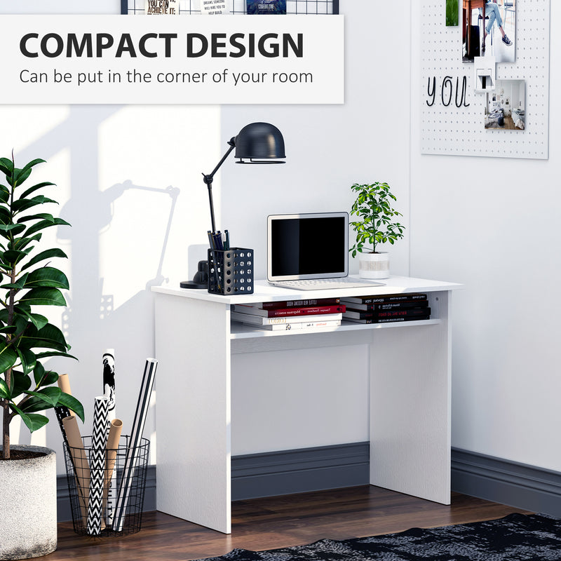 Computer Writing Desk with Storage Compartment Workstation Learning Center for Home Office 90W x 50D(cm) - White