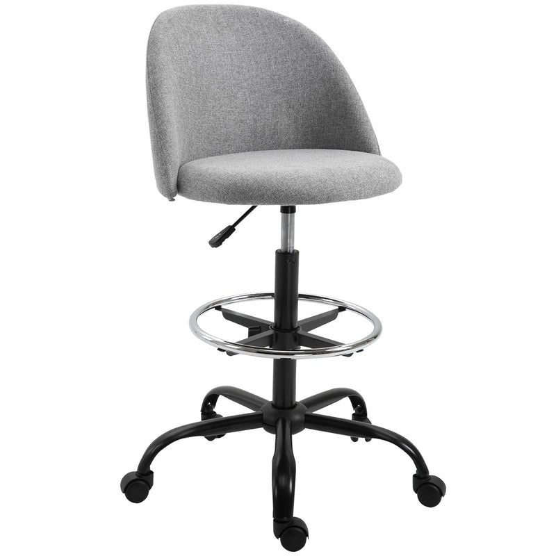 Ergonomic Drafting chair Adjustable Height w/ 5 Wheels Padded Seat Footrest 360° Swivel Freely Comfortable Versatile Use For Home Office