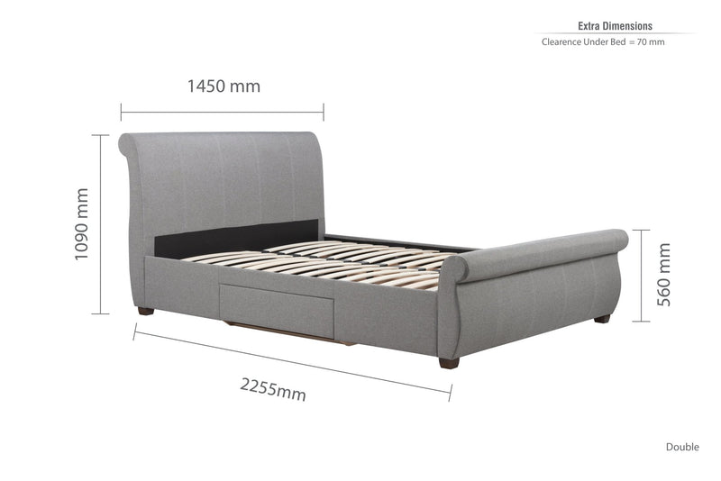 Lancaster Double Bed Grey - Bedzy Limited Cheap affordable beds united kingdom england bedroom furniture