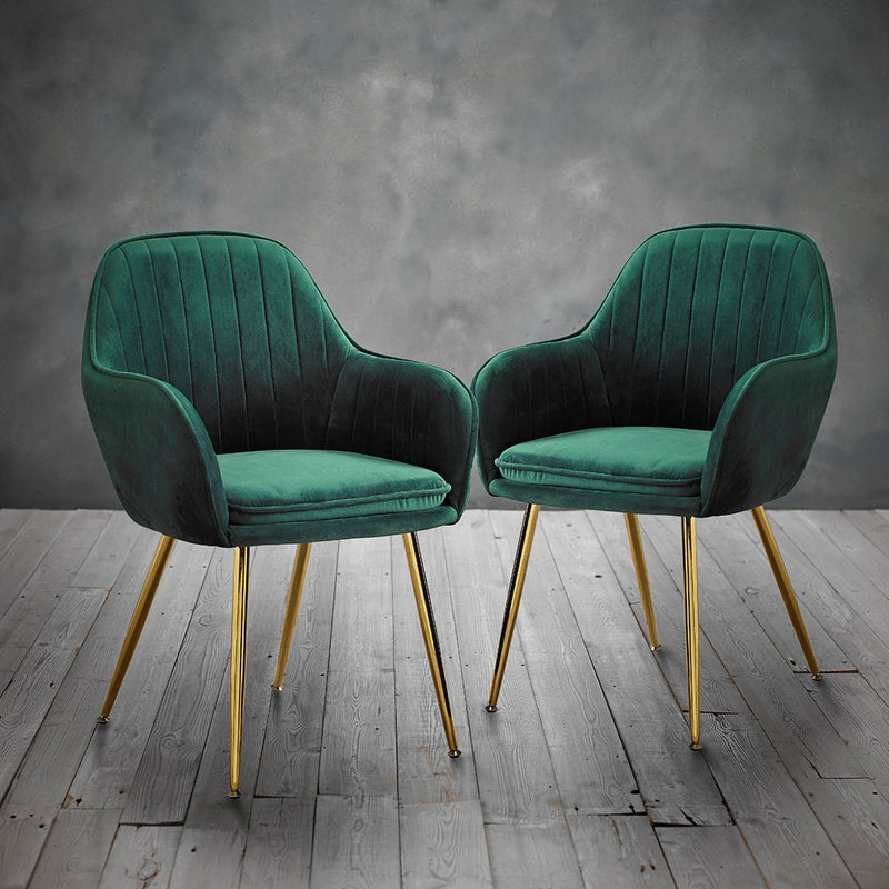 Lara Dining Chair Forest Green With Gold Legs ((Pack of 2) - Bedzy Limited Cheap affordable beds united kingdom england bedroom furniture