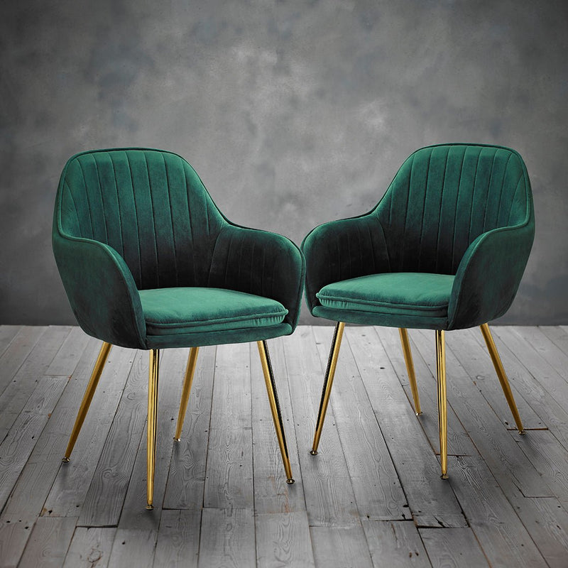 Lara Dining Chair Forest Green With Gold Legs ((Pack of 2) - Bedzy Limited Cheap affordable beds united kingdom england bedroom furniture