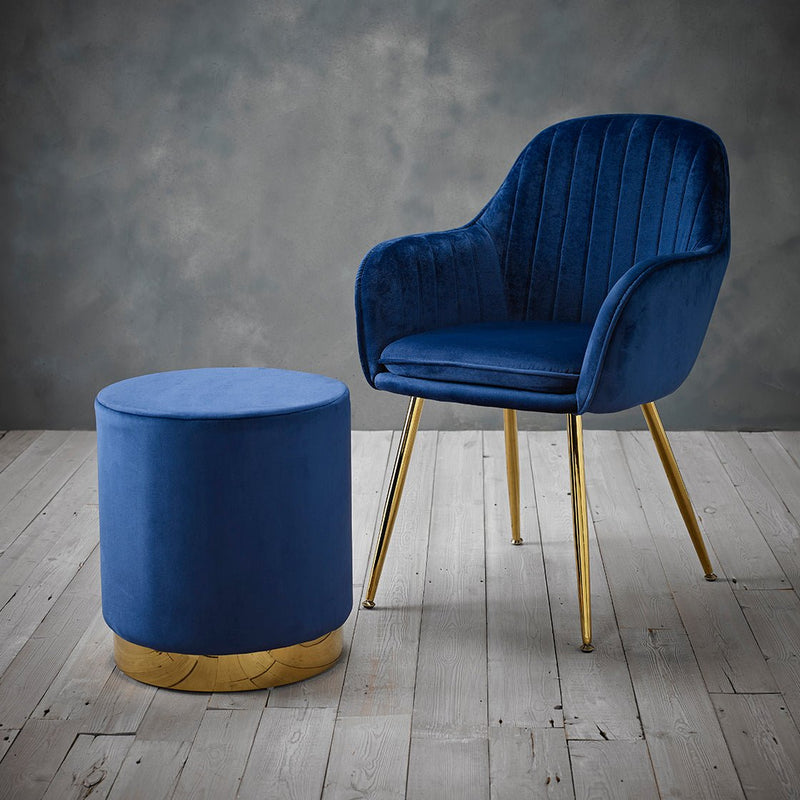Lara Pouffe Royal Blue Velvet (Pack of 1) - Bedzy Limited Cheap affordable beds united kingdom england bedroom furniture