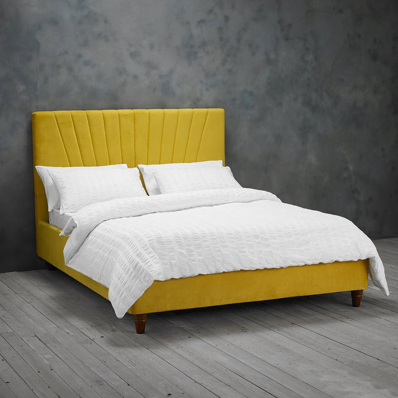 Lexie Double Bed Mustard - Bedzy Limited Cheap affordable beds united kingdom england bedroom furniture