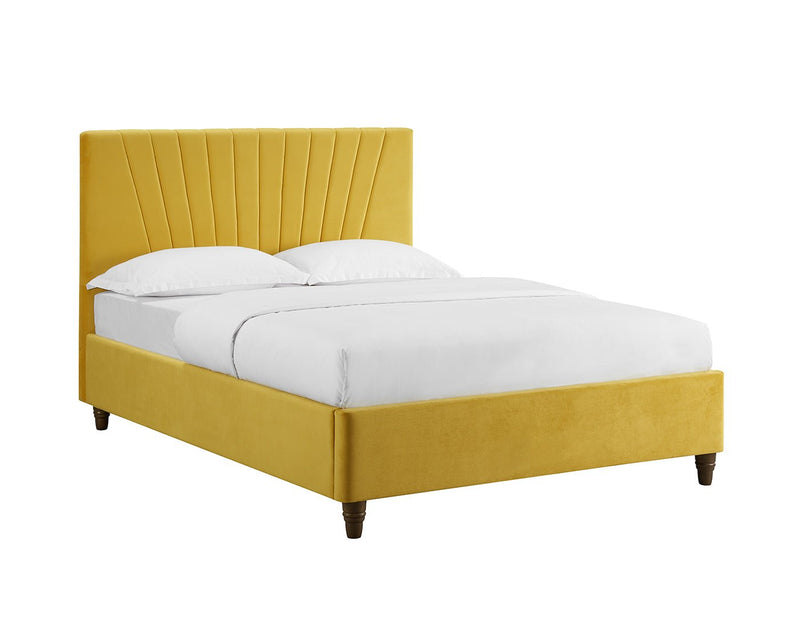 Lexie Double Bed Mustard - Bedzy Limited Cheap affordable beds united kingdom england bedroom furniture