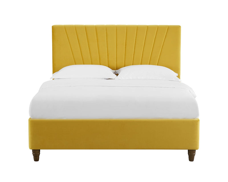 Lexie Double Bed Mustard - Bedzy Limited Cheap affordable beds united kingdom england bedroom furniture