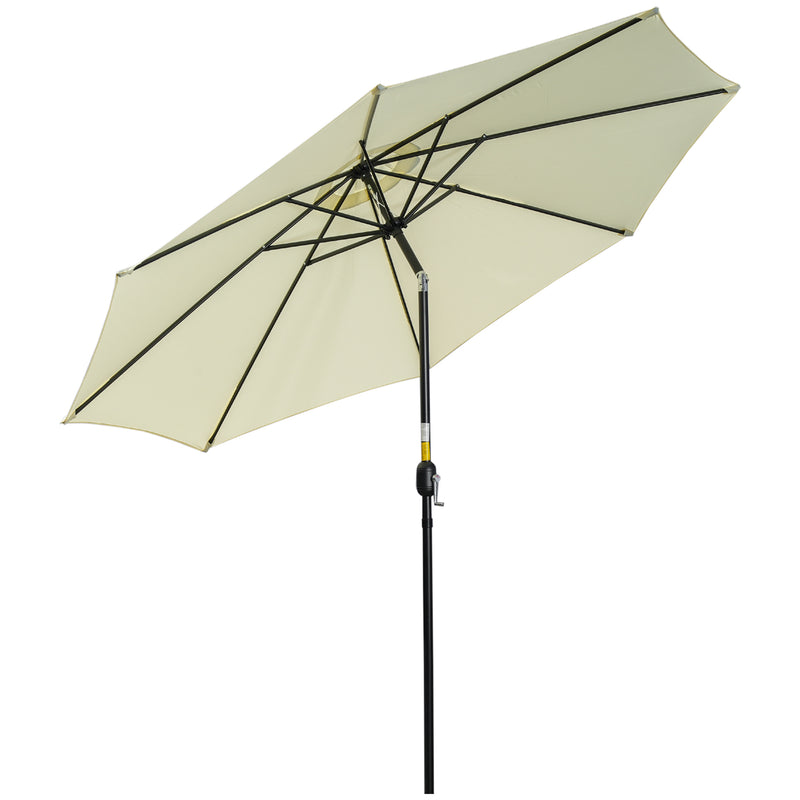 3(m) Tilting Parasol Garden Umbrellas, Outdoor Sun Shade with 8 Ribs, Tilt and Crank Handle for Balcony, Bench, Garden, Beige