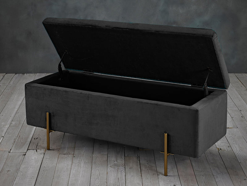 Lola Storage Ottoman Grey - Bedzy Limited Cheap affordable beds united kingdom england bedroom furniture