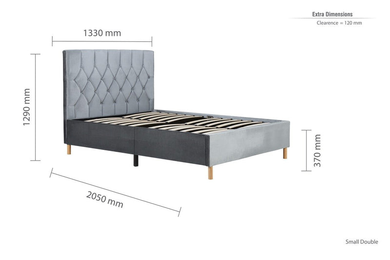 Loxley Small Double Bed - Grey - Bedzy Limited Cheap affordable beds united kingdom england bedroom furniture